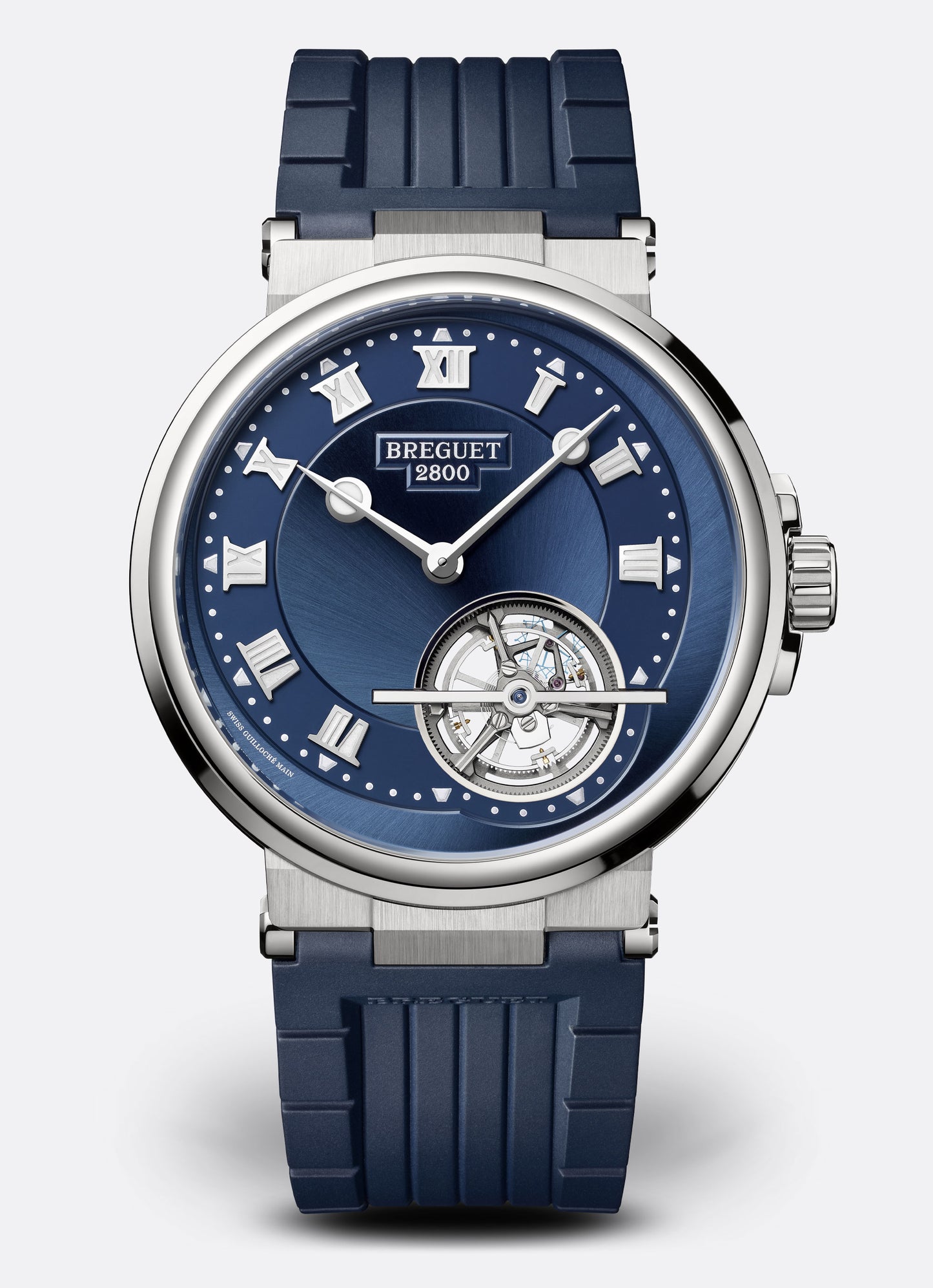 Breguet Marine 42.5 mm Blue Dial Platinum Blue Rubber Strap 5577PT/Y2/5WV