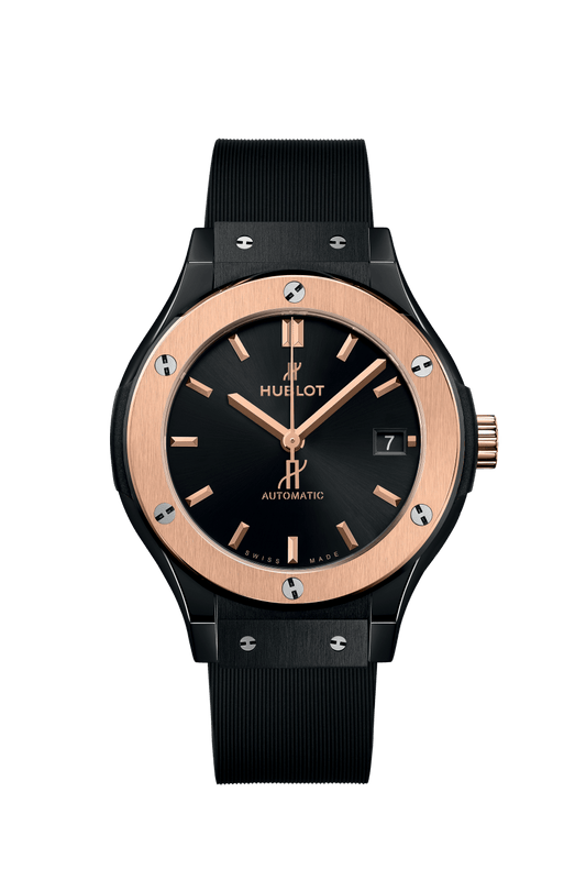 Hublot Classic Fusion Ceramic King Gold 38 mm Black Dial Polished Black Ceramic Rubber Strap 565.CO.1480.RX