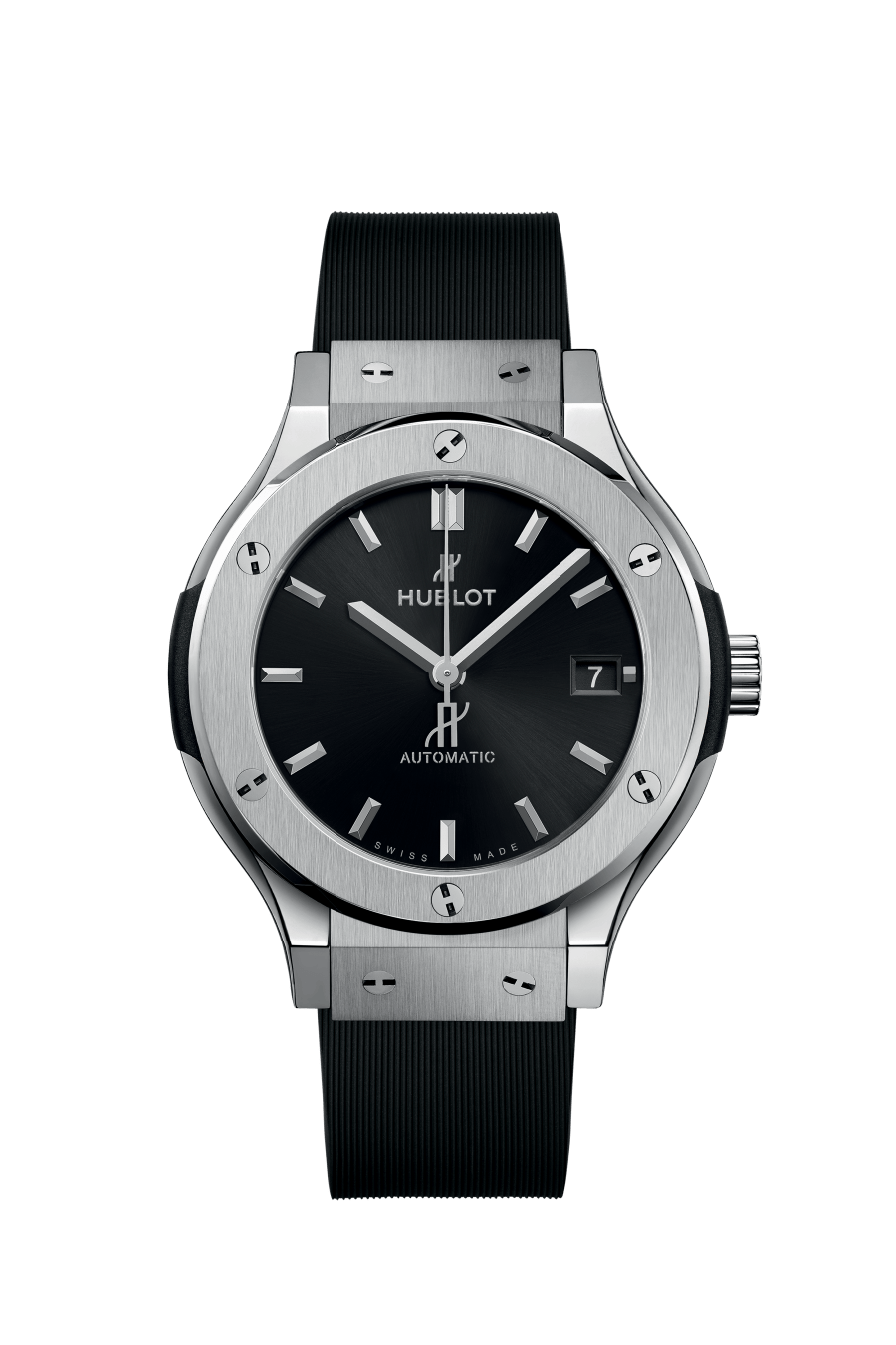 Hublot Classic Fusion Titanium 38 mm Black Dial Polished Titanium Rubber Strap 565.NX.1470.RX