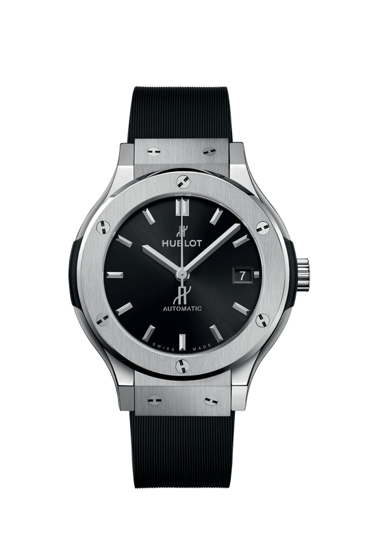 Hublot Classic Fusion Titanium 38 mm Black Dial Polished Titanium Rubber Strap 565.NX.1470.RX