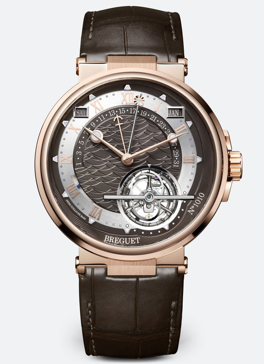 Breguet Marine 43.9 mm Brown Dial 18k Rose Gold Brown Leather Strap 5887BR/G2/9WV