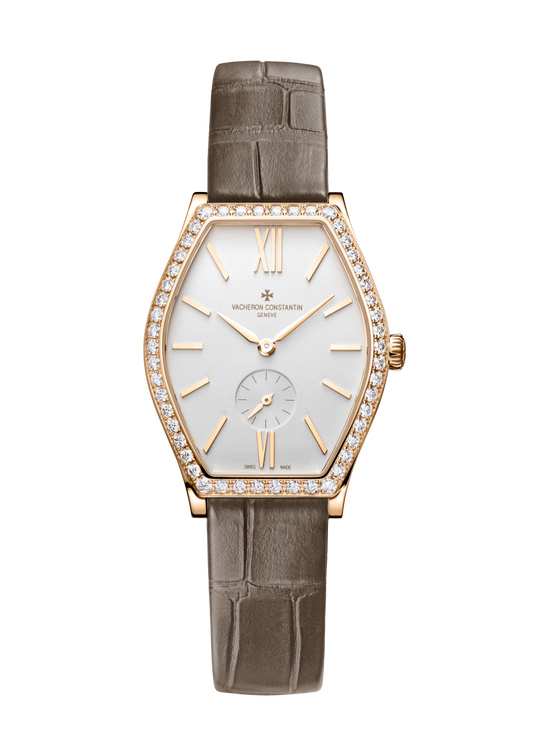 Vacheron Constantin Malte manual-winding 34.4 x 28.4 mm Silver Dial with Diamonds 18K Pink Gold Alligator Leather Strap 81515/000R-9892