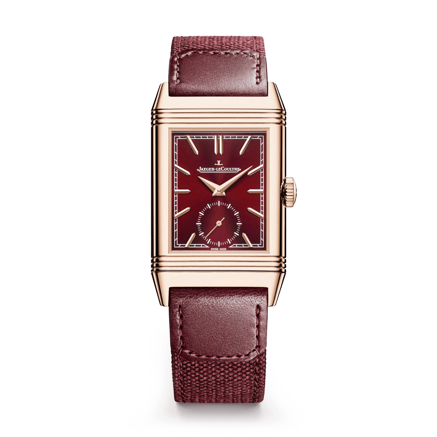 Jaeger-LeCoultre Reverso Tribute Monoface Small Seconds 45.6 x 27.4 mm Burgundy Dial Pink Gold Calfskin Leather Strap Q713256J