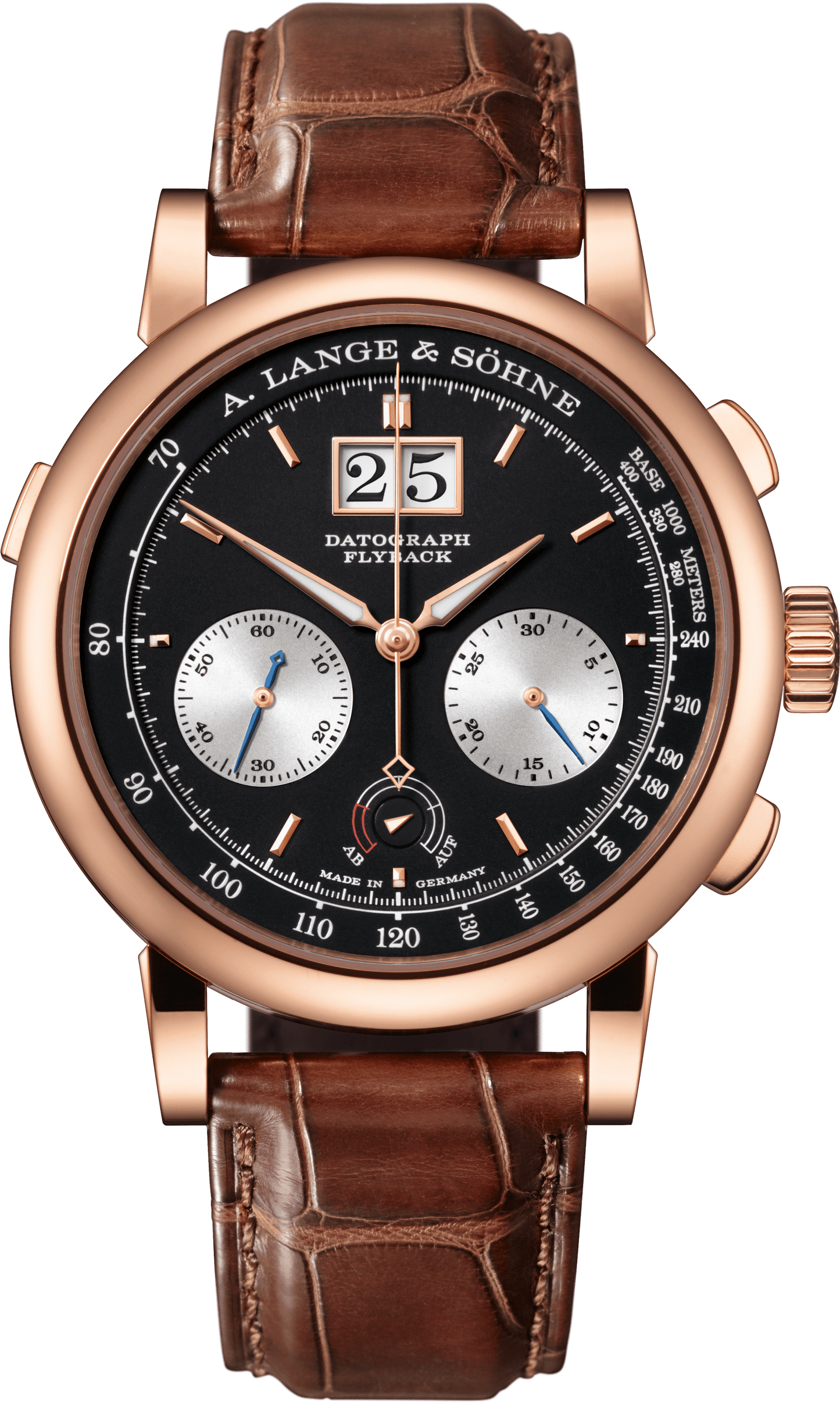 Alange-Soehne DATOGRAPH UP/DOWN 41 mm Black Dial 18-Carat Pink Gold Alligator Leather Strap 405.031 / LSLS4054AA