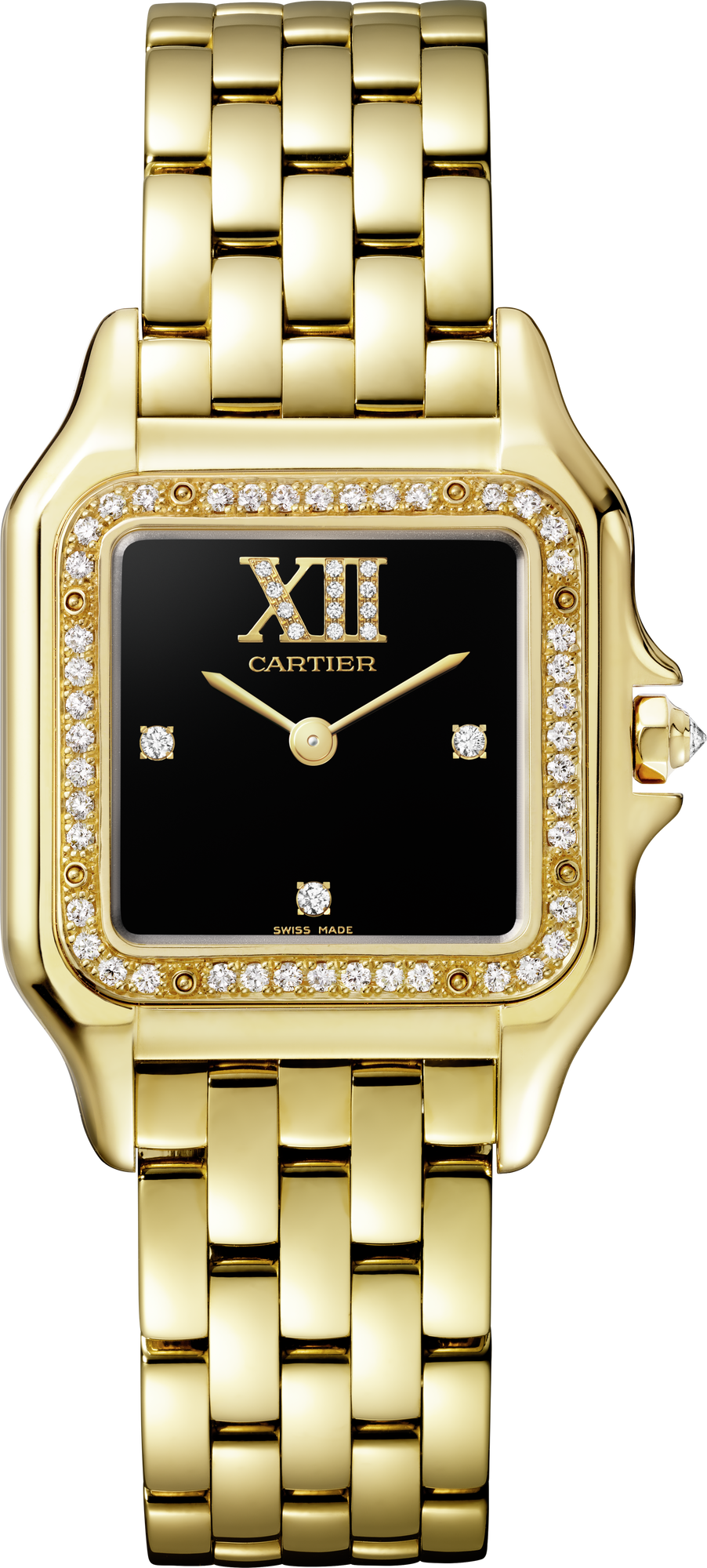 Cartier Panthère Medium 18k Yellow Gold Black Lacquer Dial Bracelet WJPN0044