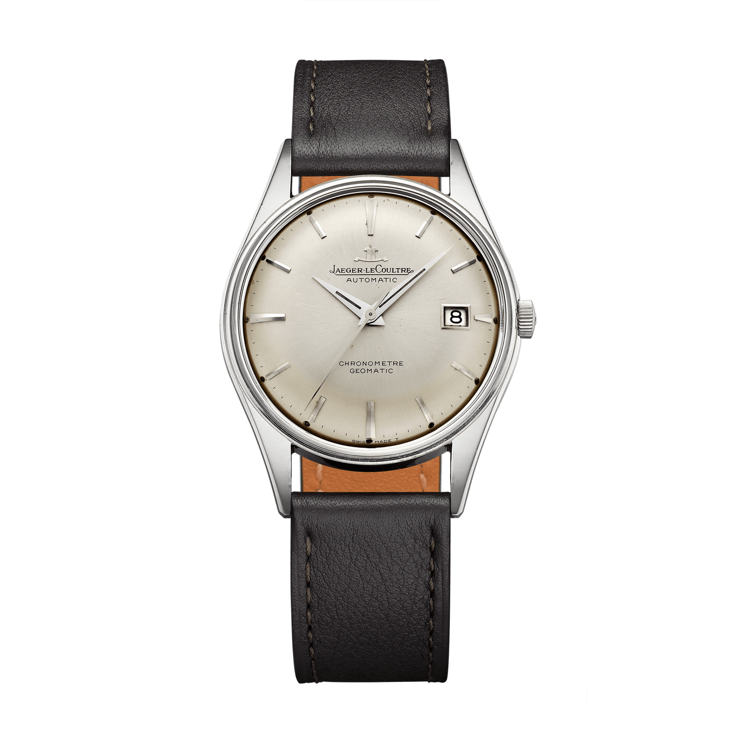 Jaeger-LeCoultre THE COLLECTIBLES Geomatic 36 mm Silvered Grey Dial Stainless Steel Calfskin Leather Strap QVE39801