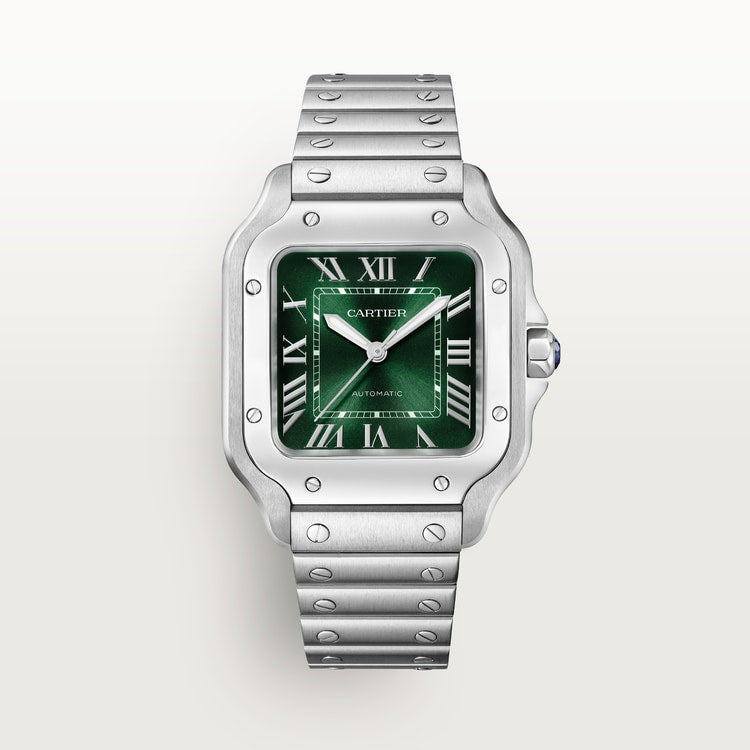 Cartier Santos Medium Steel Green Dial Bracelet WSSA0062