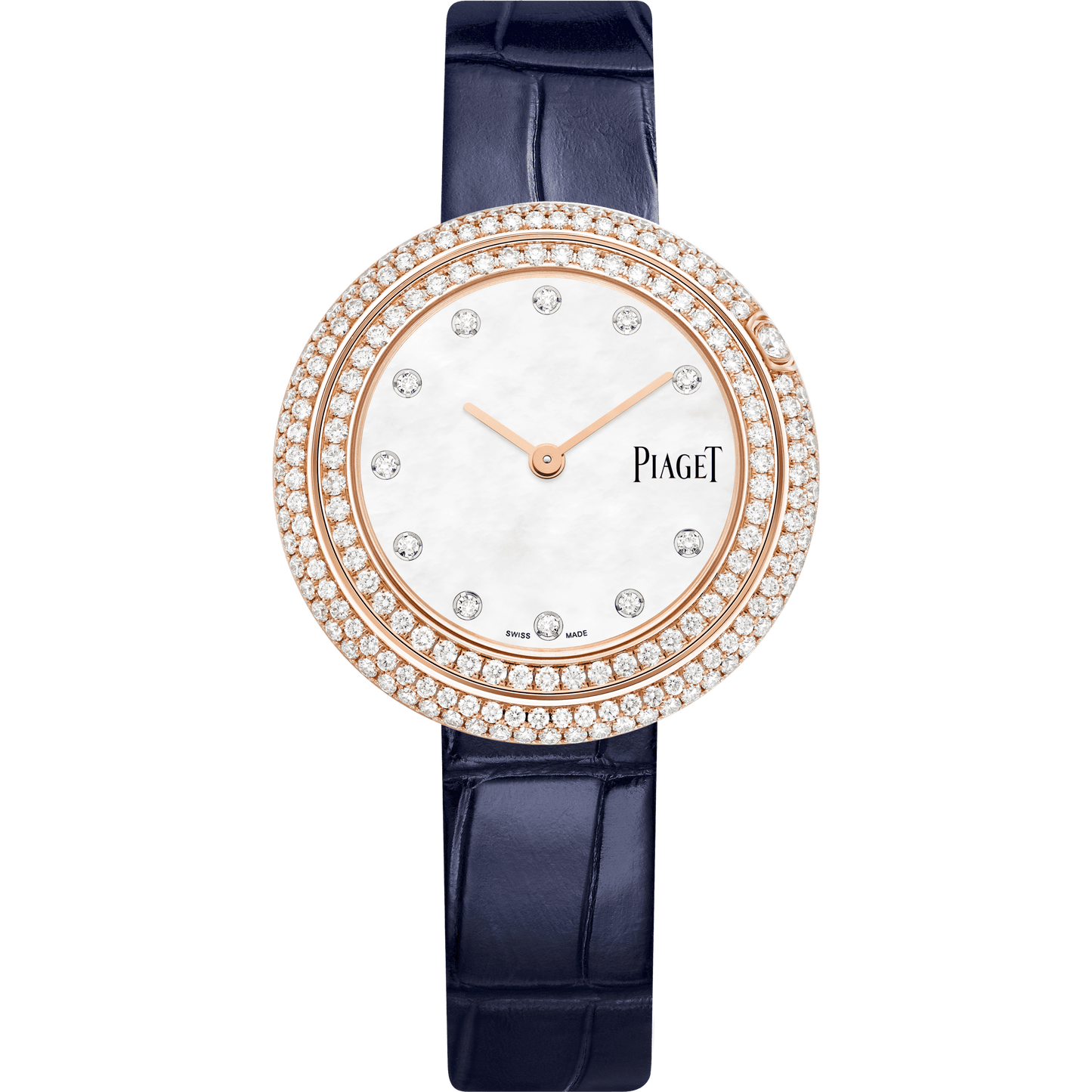 Piaget Possession watch 34 mm White Dial with Diamonds 18k Rose Gold Alligator Strap G0A46073