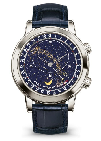 Patek Philippe Geneve Grand Complications 44 mm Blue Dial Platinum Alligator Leather Strap 6102P-001