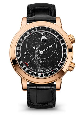 Patek Philippe Geneve Grand Complications 44 mm Black Dial 18k Rose Gold Alligator Leather Strap 6102R-001