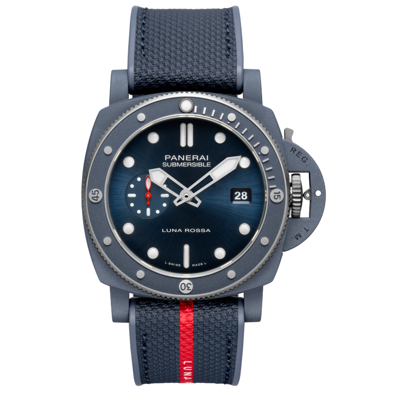 Panerai Submersible QuarantaQuattro Luna Rossa Ti-Ceramitech™ 44 mm Blue Dial  Ti-Ceramitech Bi-Material Rubber/Textile Luna Rossa Blue Strap PAM01466