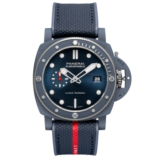 Panerai Submersible QuarantaQuattro Luna Rossa Ti-Ceramitech™ 44 mm Blue Dial  Ti-Ceramitech Bi-Material Rubber/Textile Luna Rossa Blue Strap PAM01466