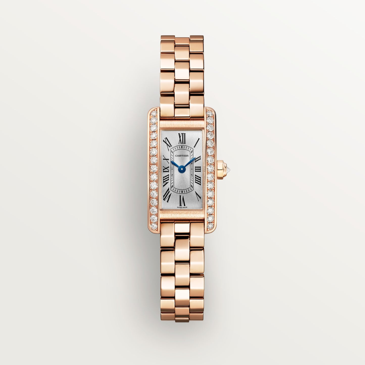 Cartier Tank Américaine Mini 18k Rose Gold Silver Dial Bracelet WJTA0043