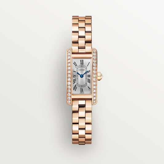 Cartier Tank Américaine Mini 18k Rose Gold Silver Dial Bracelet WJTA0043