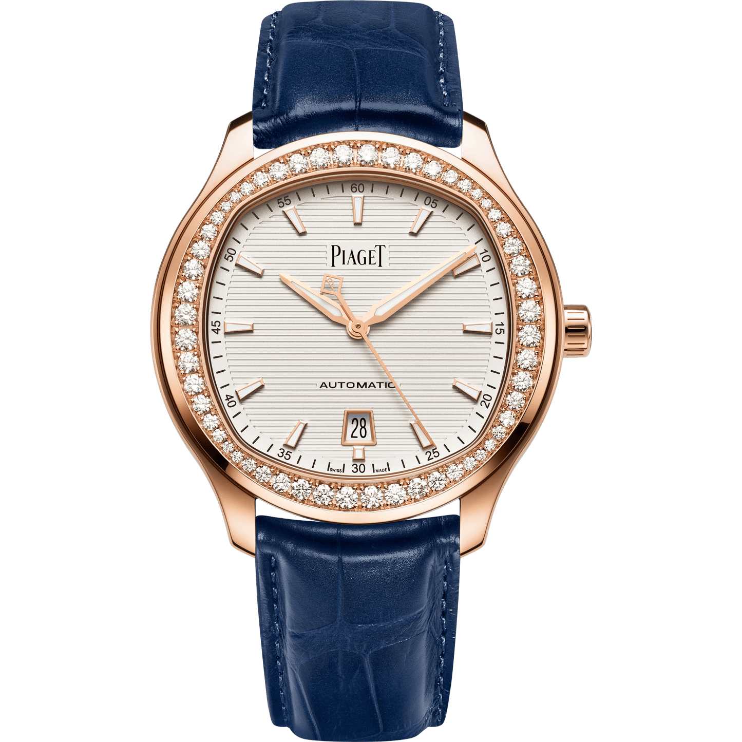 Piaget Piaget Polo Date watch 42 mm Grey Dial with Diamonds 18k Rose Gold Alligator Strap G0A44010