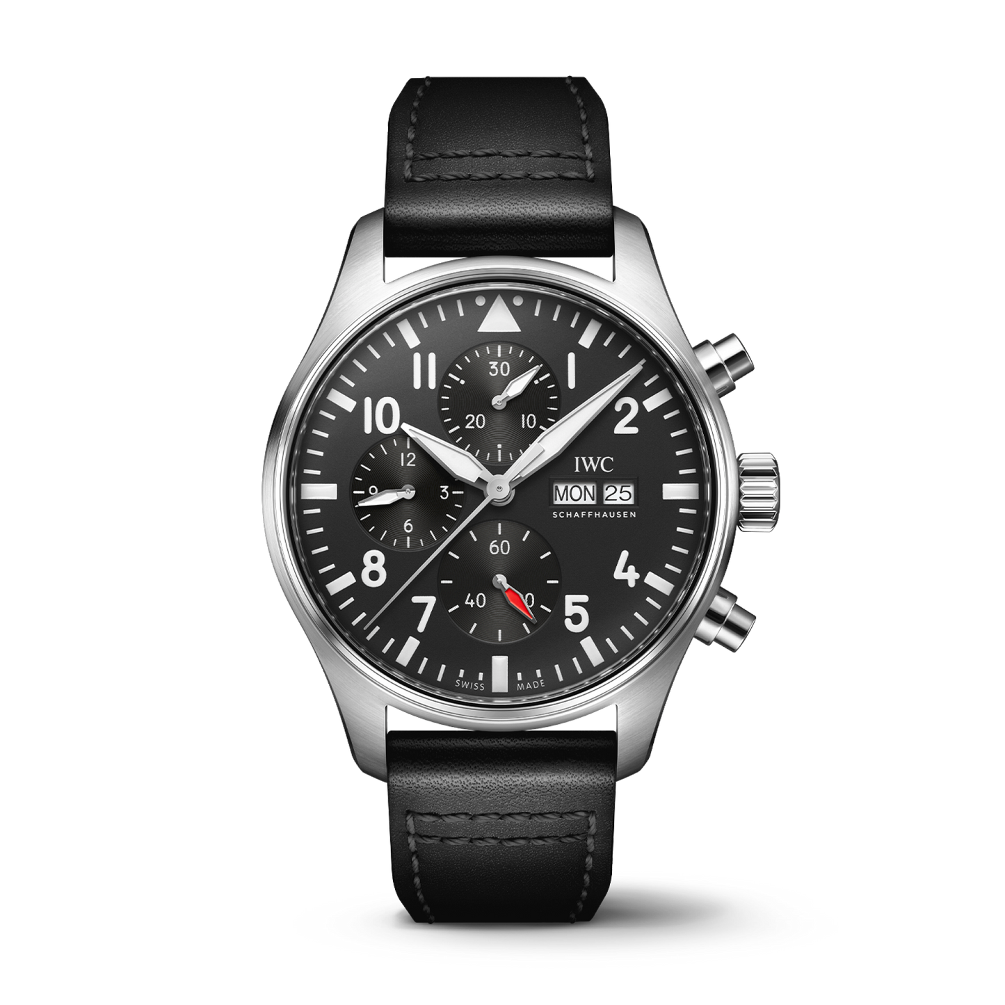 IWC Schaffhausen Pilot's Watch Chronograph 43 mm  Black Dial Stainless Steel  Black Calfskin Strap IW378001