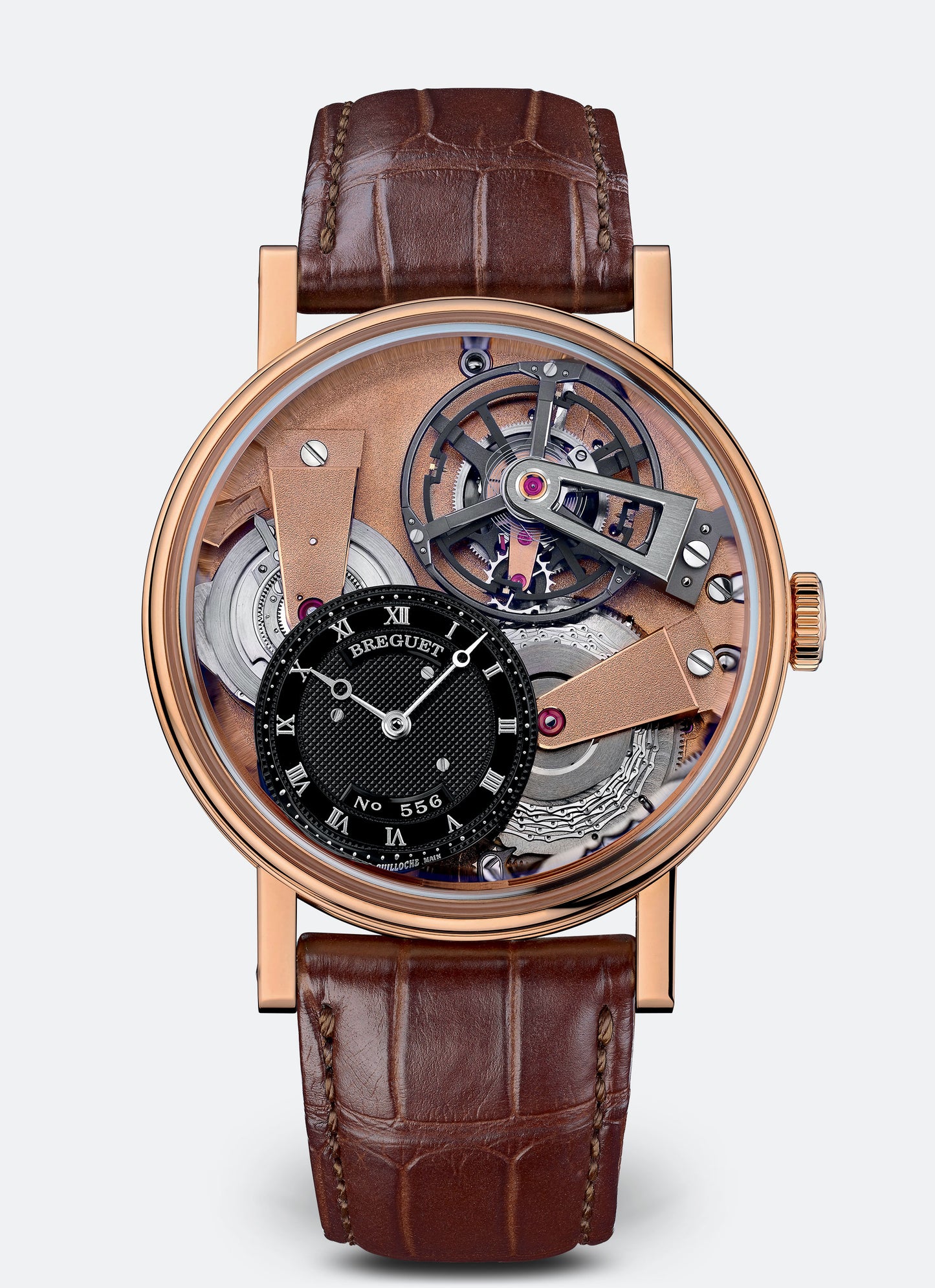 Breguet Tradition 41 mm Black Dial Titanium and 18k Rose Gold Brown Leather Strap 7047BR/R9/9ZU