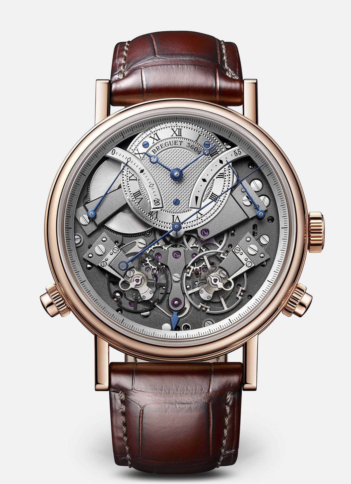 Breguet Tradition 44 mm Silver Dial 18k Rose Gold Brown Leather Strap 7077BR/G1/9XV