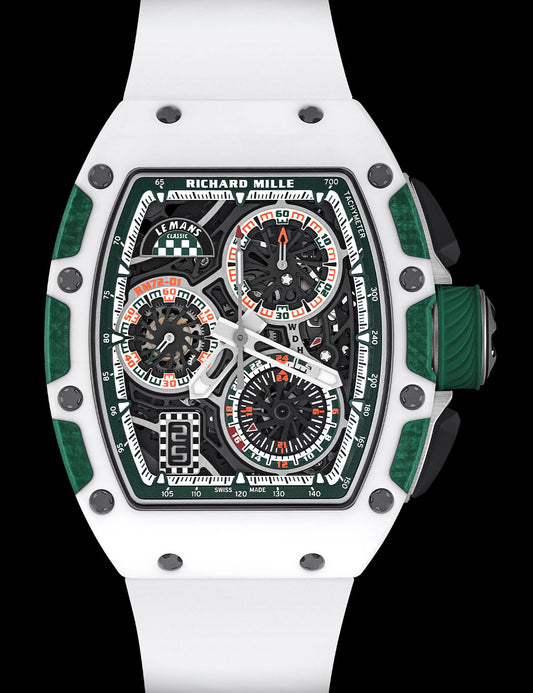 Richard Mille RM 72-01 Automatic Winding Flyback Chronograph Le Mans Classic 29 mm Black Dial Platinum Rubber Strap rm-72-01