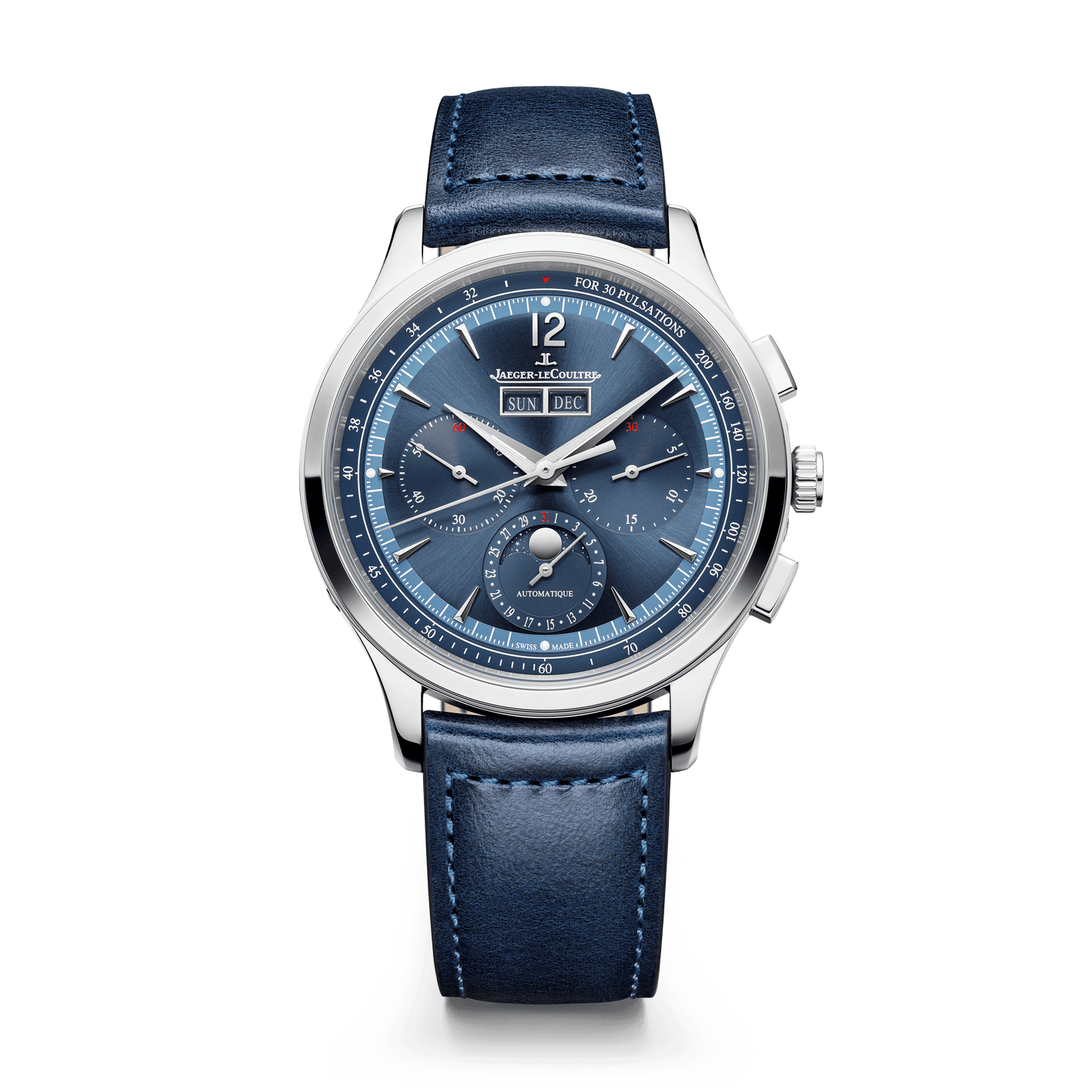 Jaeger-LeCoultre Master Control Chronograph Calendar 40 mm Blue Dial Stainless Steel Calfskin Leather Strap Q4138480