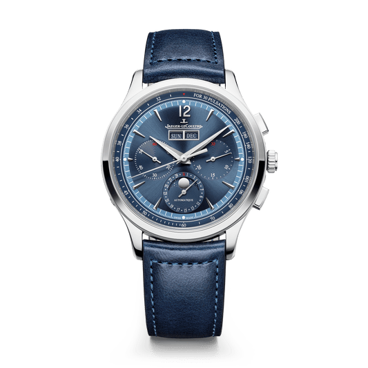 Jaeger-LeCoultre Master Control Chronograph Calendar 40 mm Blue Dial Stainless Steel Calfskin Leather Strap Q4138480