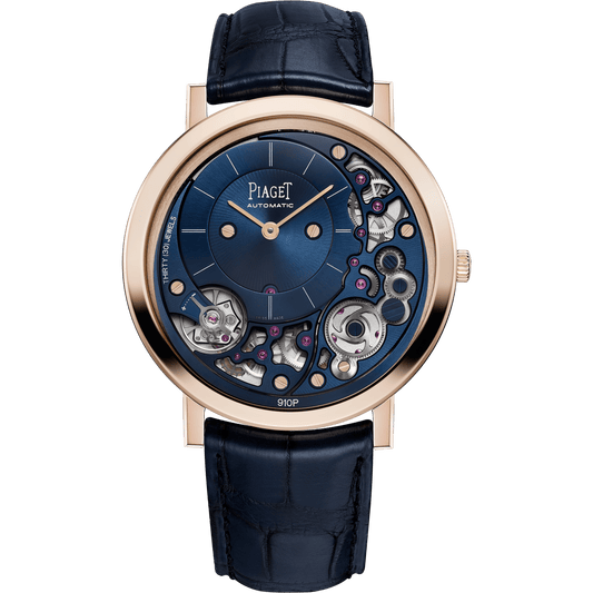 Piaget Altiplano Ultimate Automatic watch 41 mm Blue Dial 18k Rose Gold Alligator Strap G0A48125