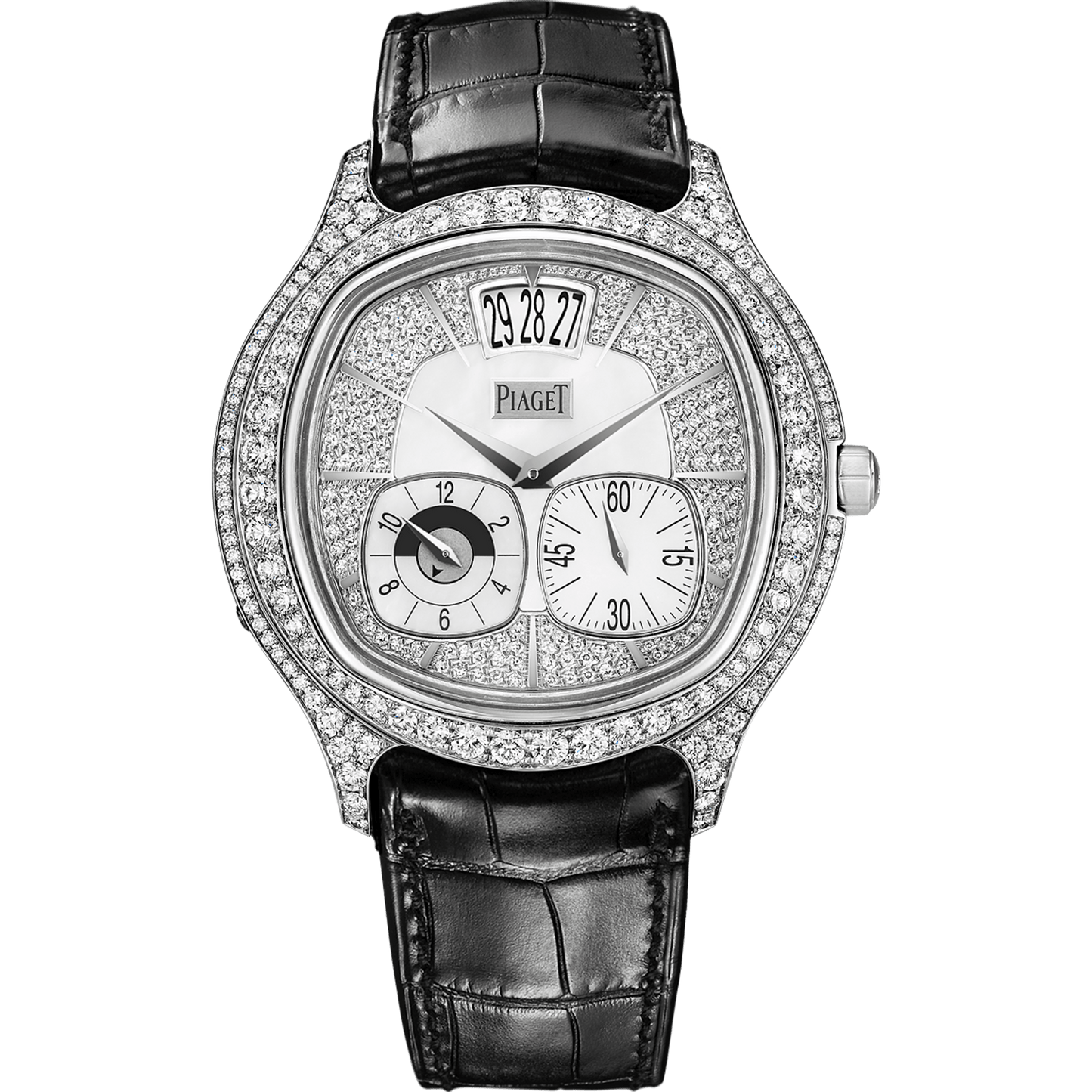 Piaget Piaget Polo Emperador Dual Time watch 42 mm White Mother-Of-Pearl Dial with Diamonds 18K White Gold Alligator Strap G0A32018