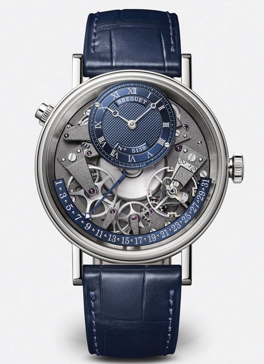 Breguet Tradition 40 mm Blue Dial White Gold Blue Leather Strap 7597BB/GY/9WU