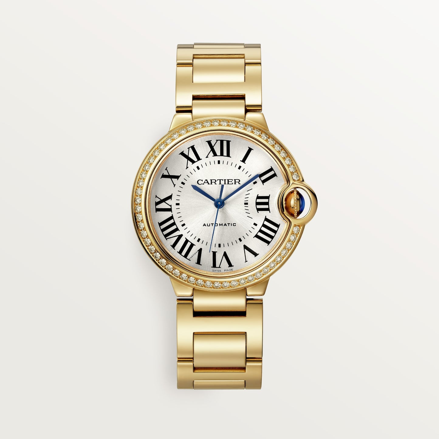 Cartier Ballon Bleu Yellow Gold Silver Dial Bracelet WJBB0070