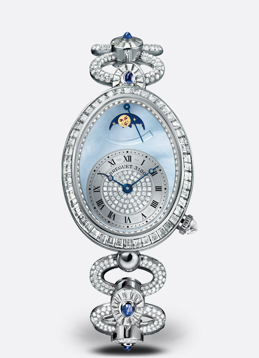 Breguet Reine 38.50 x 30.45 mm Blue Natural Mother-Of-Pearl Dial with Diamonds White Gold Bracelet 8909BB/VD/J29/DDD0