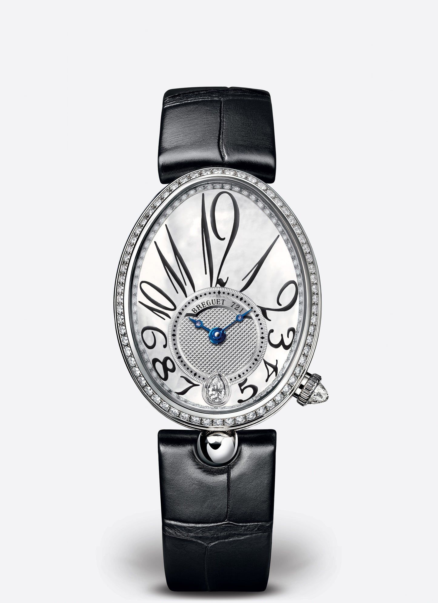 Breguet Reine 36.5 x 28.45mm White Mother-Of-Pearl Dial with Diamonds White Gold Black Leather Strap 8918BB/58/964/D00D3L