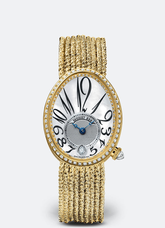 Breguet Reine 36.5 x 28.45mm White Mother-Of-Pearl Dial with Diamonds 18k Yellow Gold Bracelet 8918BA/58/J39/D00D