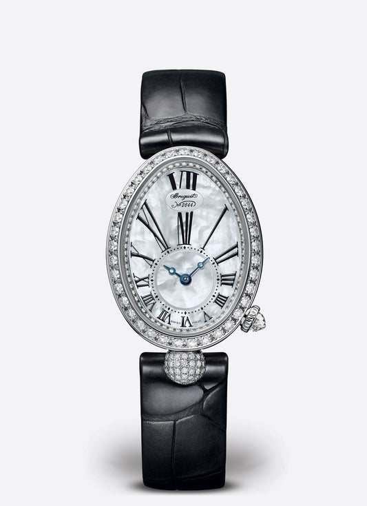 Breguet Reine 33 x 24.95 mm White Mother-Of-Pearl Dial with Diamonds White Gold Black Leather Strap 8928BB/51/944/DD0D3L