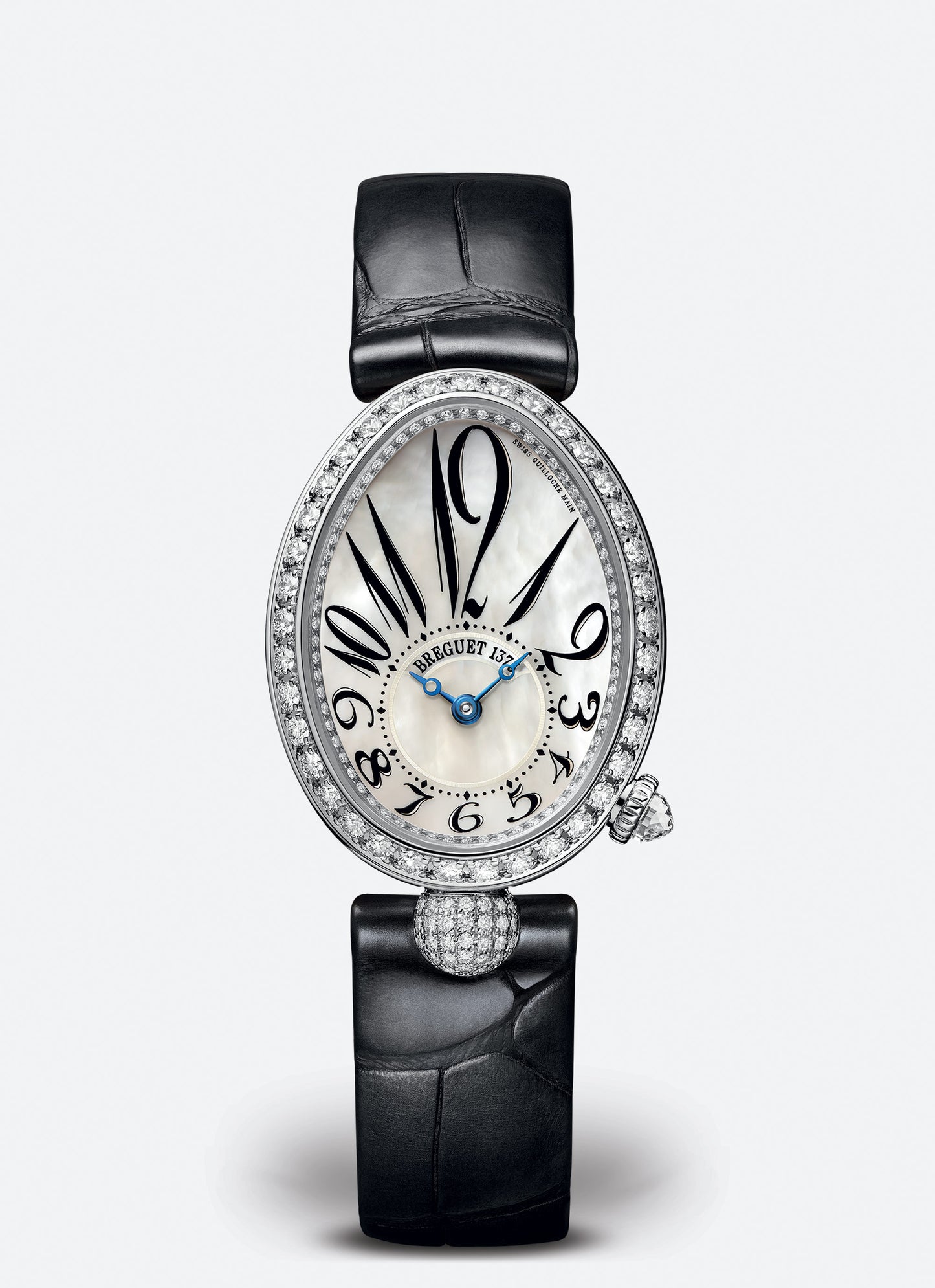 Breguet Reine 33 x 24.95 mm White  Dial with Diamonds White Gold Black Leather Strap 8928BB/5W/944/DD0D3L