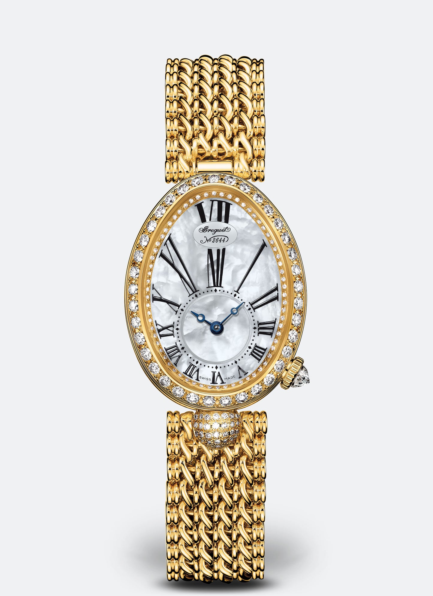 Breguet Reine 33 x 24.95 mm White Mother-Of-Pearl Dial with Diamonds 18k Yellow Gold Bracelet 8928BA/51/J20/DD00