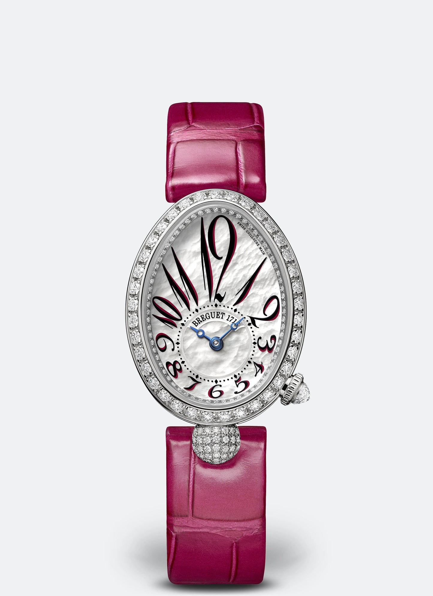 Breguet Reine 33 x 24.95 mm White Mother-Of-Pearl Dial with Diamonds White Gold Red Leather Strap 8928BB/5P/944 /DD0D3L