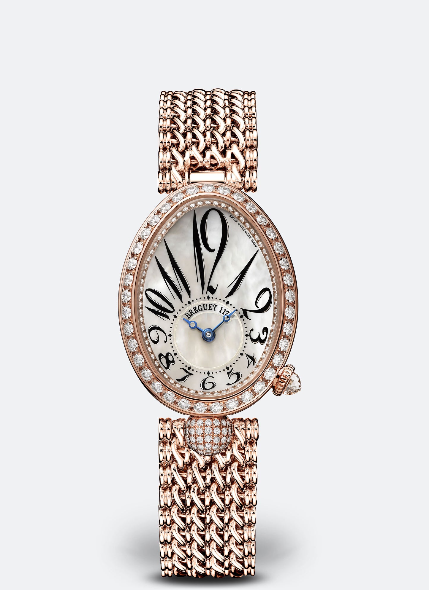 Breguet Reine 33 x 24.95 mm White Mother-Of-Pearl Dial with Diamonds 18k Rose Gold Bracelet 8928BR/5W/J20/DD00