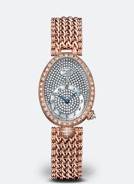 Breguet Reine 33 x 24.95 mm Diamond Paved Dial 18k Rose Gold Bracelet 8928BR/8D/J20/DD0D