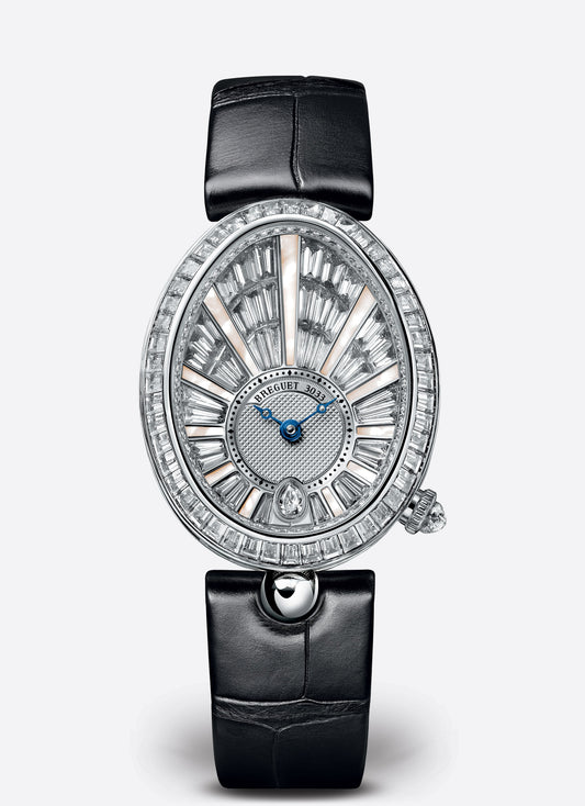 Breguet Reine 38.50 x 30.45 mm Diamond Paved Dial White Gold Black Leather Strap 8939BB/6D/964/DD0D3L