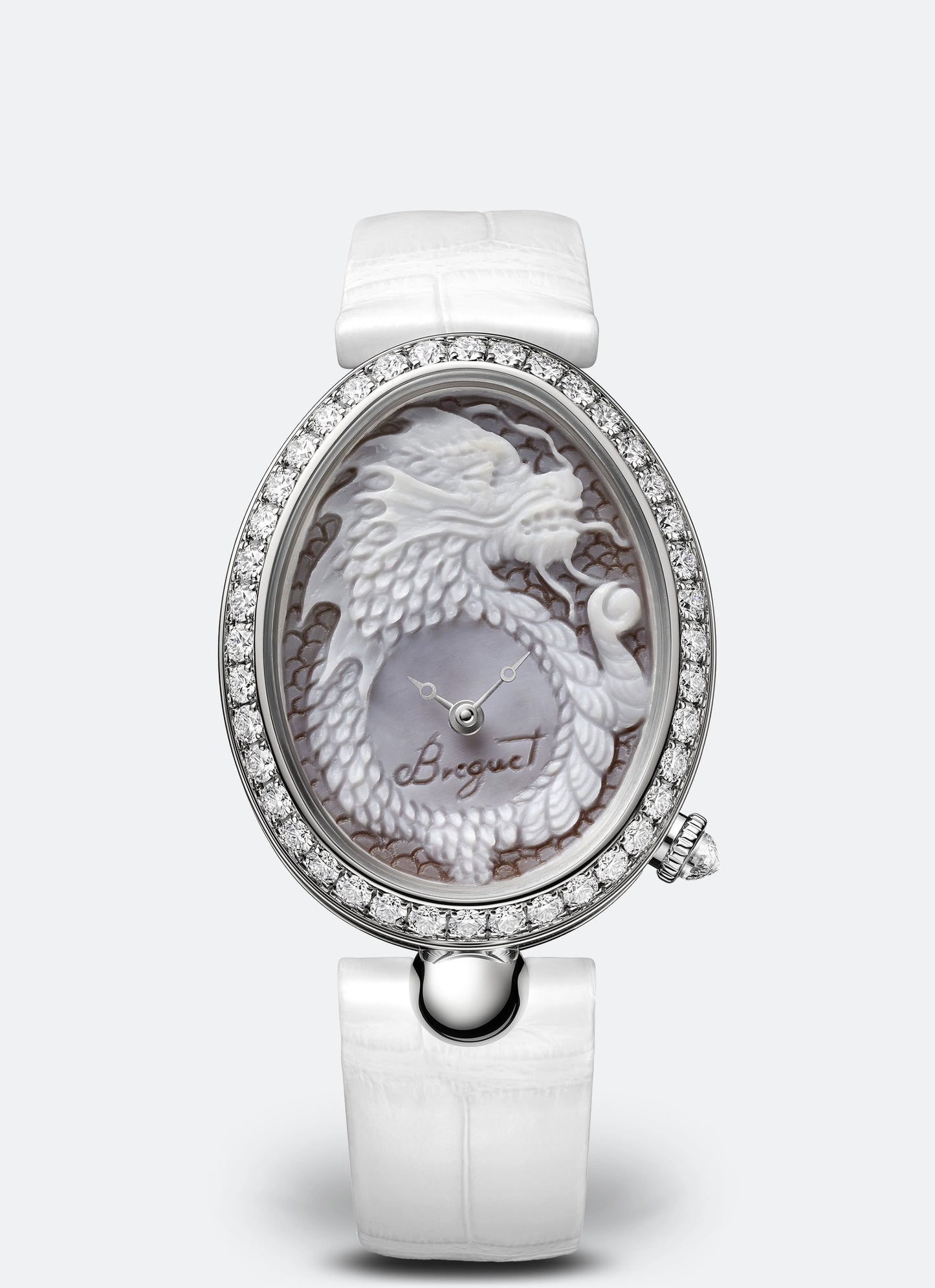 Breguet Reine 40 x 31.95 mm Silver Dial White Gold White Leather Strap 8958BB/55/974 11/D00D