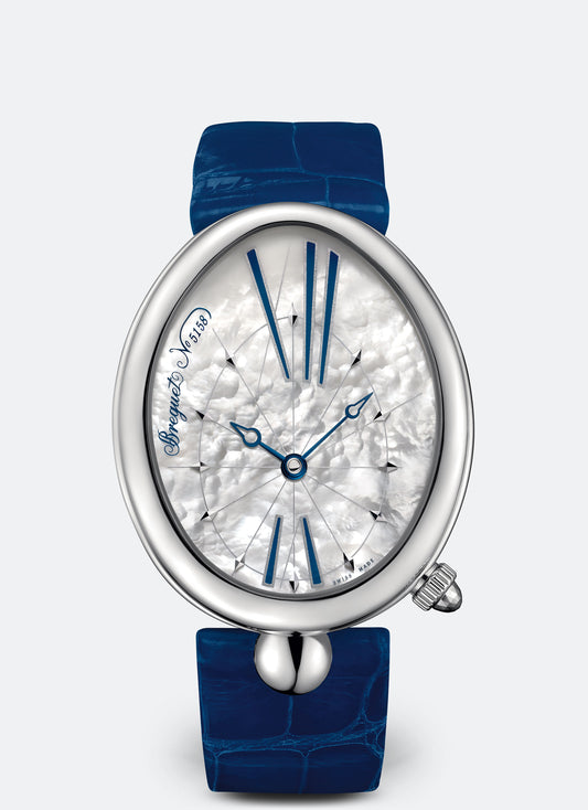 Breguet Reine 43.75 x 35.50 mm White Mother-Of-Pearl Dial Stainless Steel Blue Leather Strap 8967ST/51/986