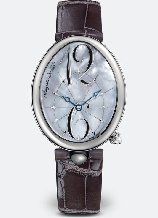 Breguet Reine 43.75 x 35.50 mm White Mother-Of-Pearl Dial Stainless Steel Brown Leather Strap 8967ST589863L