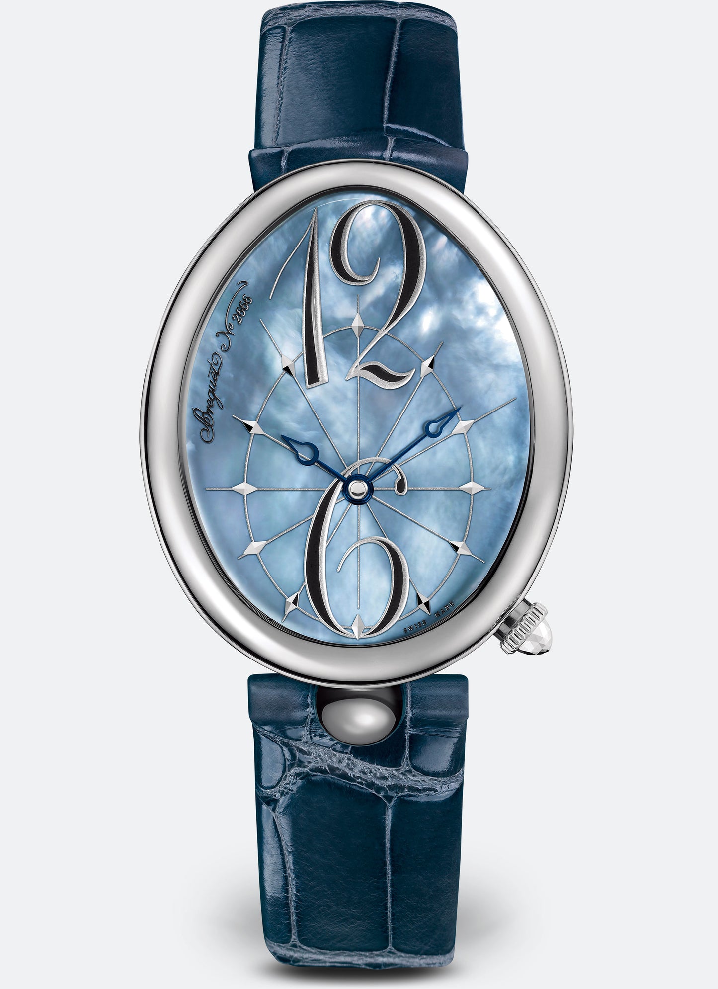 Breguet Reine 43.75 x 35.50 mm Blue Mother-Of-Pearl Dial Stainless Steel Blue Leather Strap 8967ST/V8/986