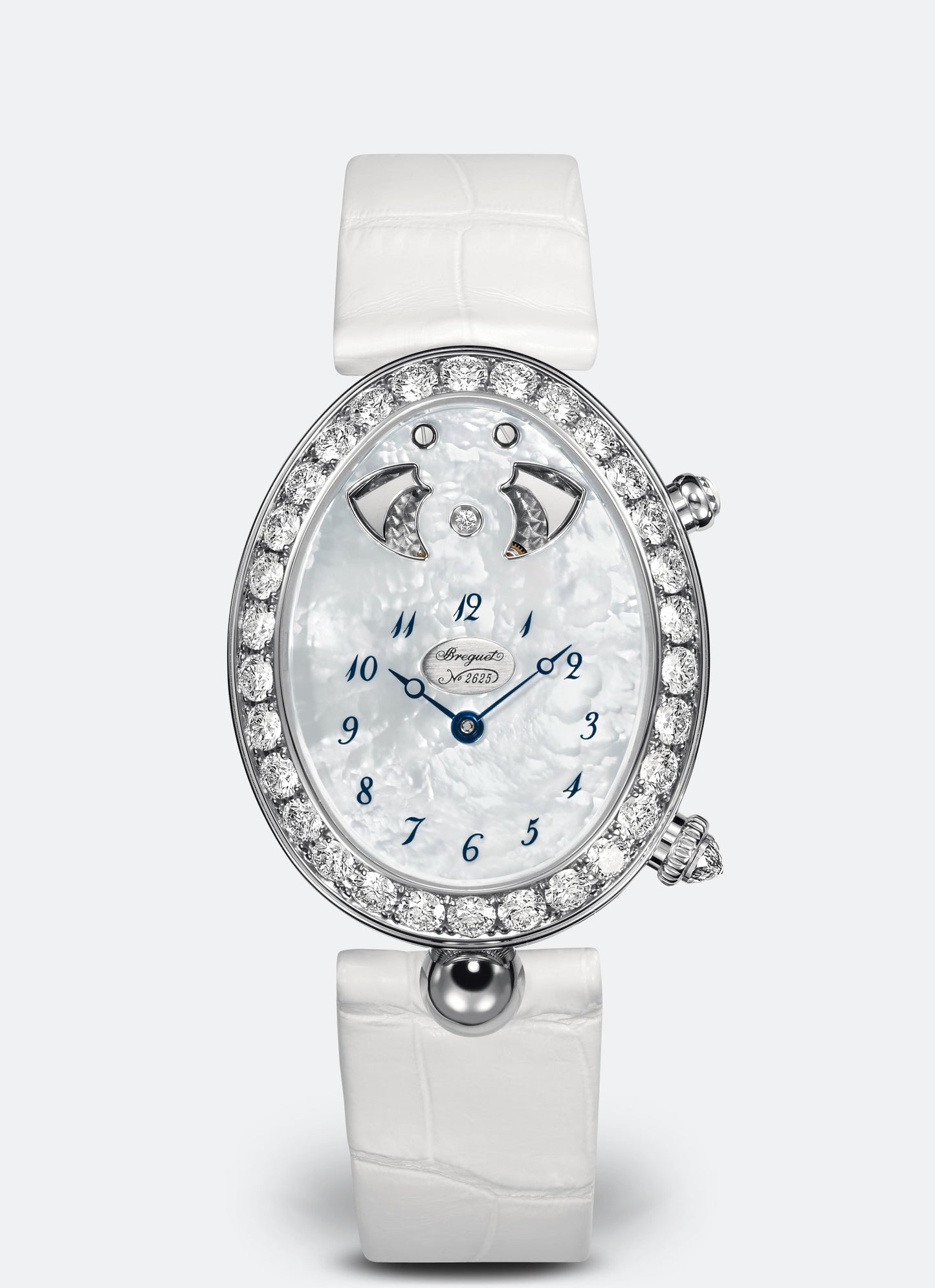 Breguet Reine 38.45 x 30.40 mm White Mother-Of-Pearl Dial with Diamonds White Gold White Leather Strap 8978BB/58/974/D00D3L