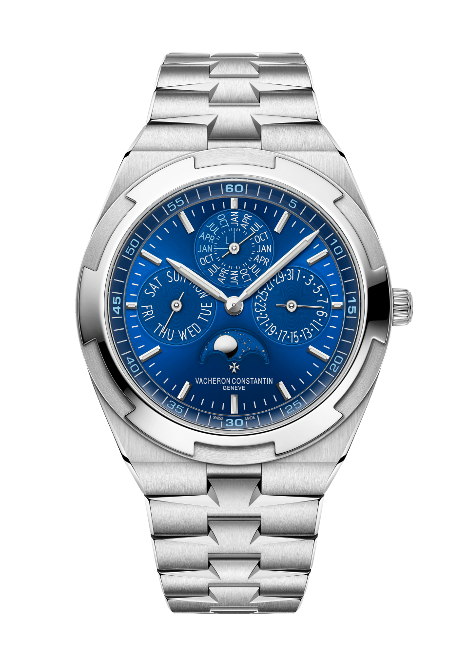 Vacheron Constantin Overseas perpetual calendar ultra-thin 41.5 mm Blue Dial White Gold Bracelet 4300V/220G-B945