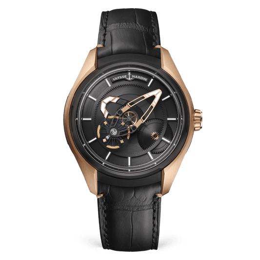 Ulysse Nardin Freak X 43 mm Black Dial 18k Rose Gold Leather Strap 2305-270/02