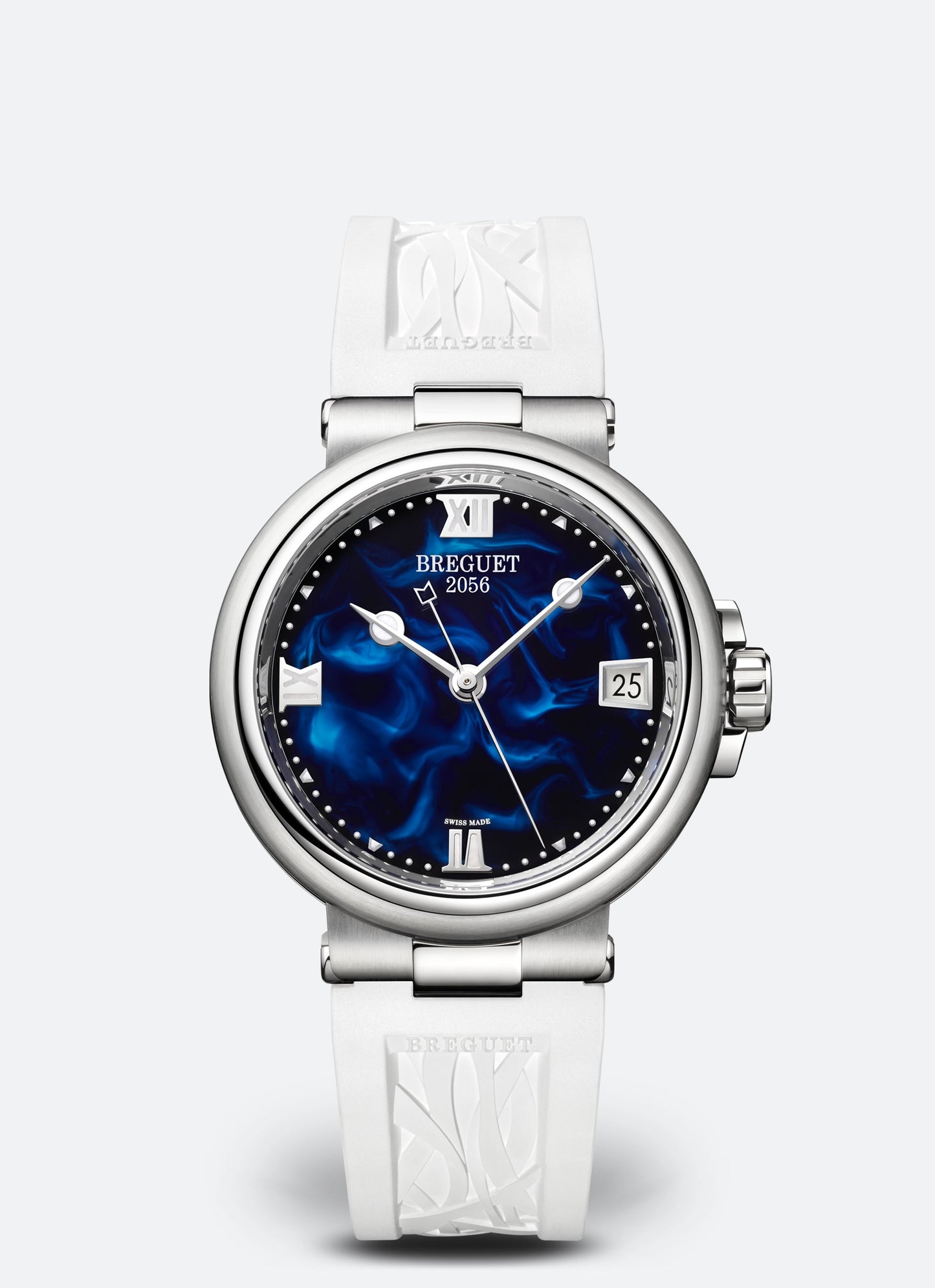 Breguet Marine 33.8 mm Blue Handcrafted Lacquered Dial Stainless Steel White Rubber Strap 9517ST/E2/584