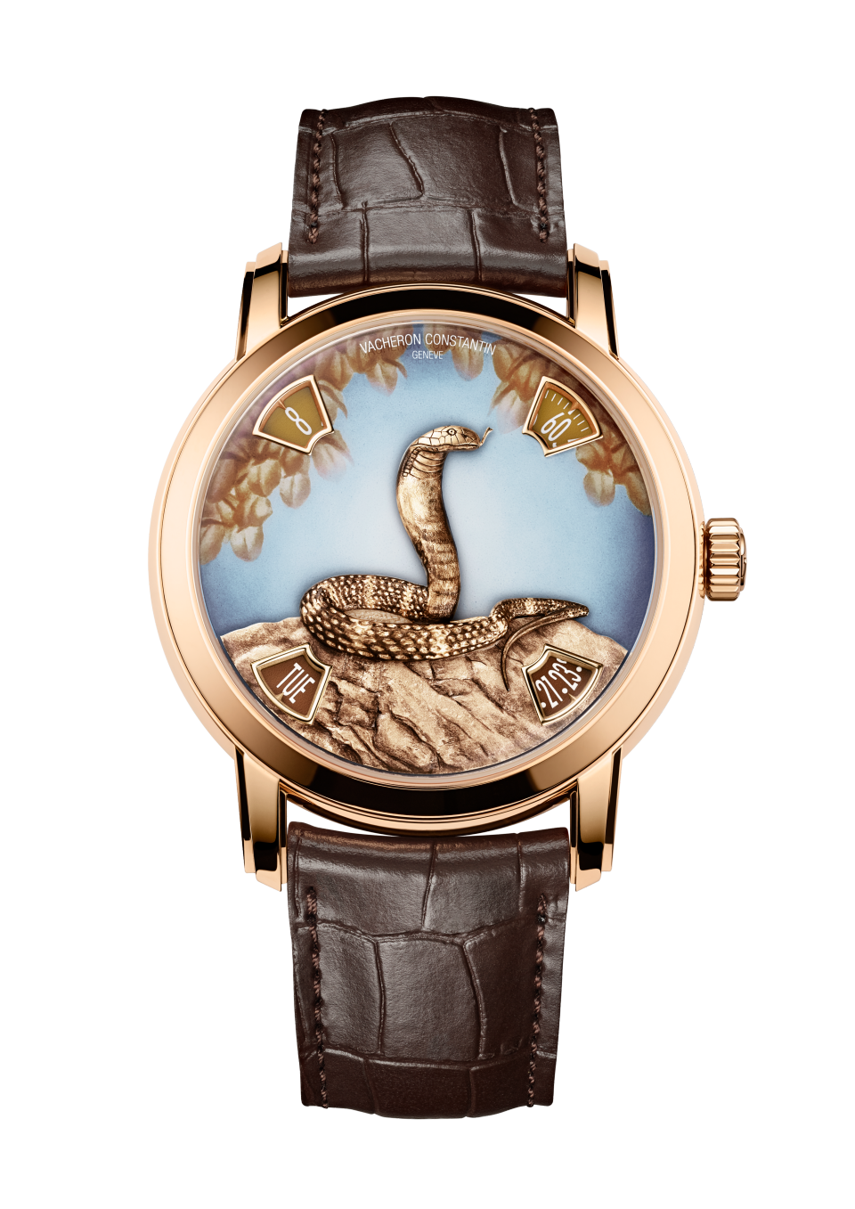 Vacheron Constantin Métiers d'Art The legend of the Chinese zodiac - year of the snake 40 mm Brown Dial 18K Pink Gold Alligator Leather Strap 86073/000R-H034