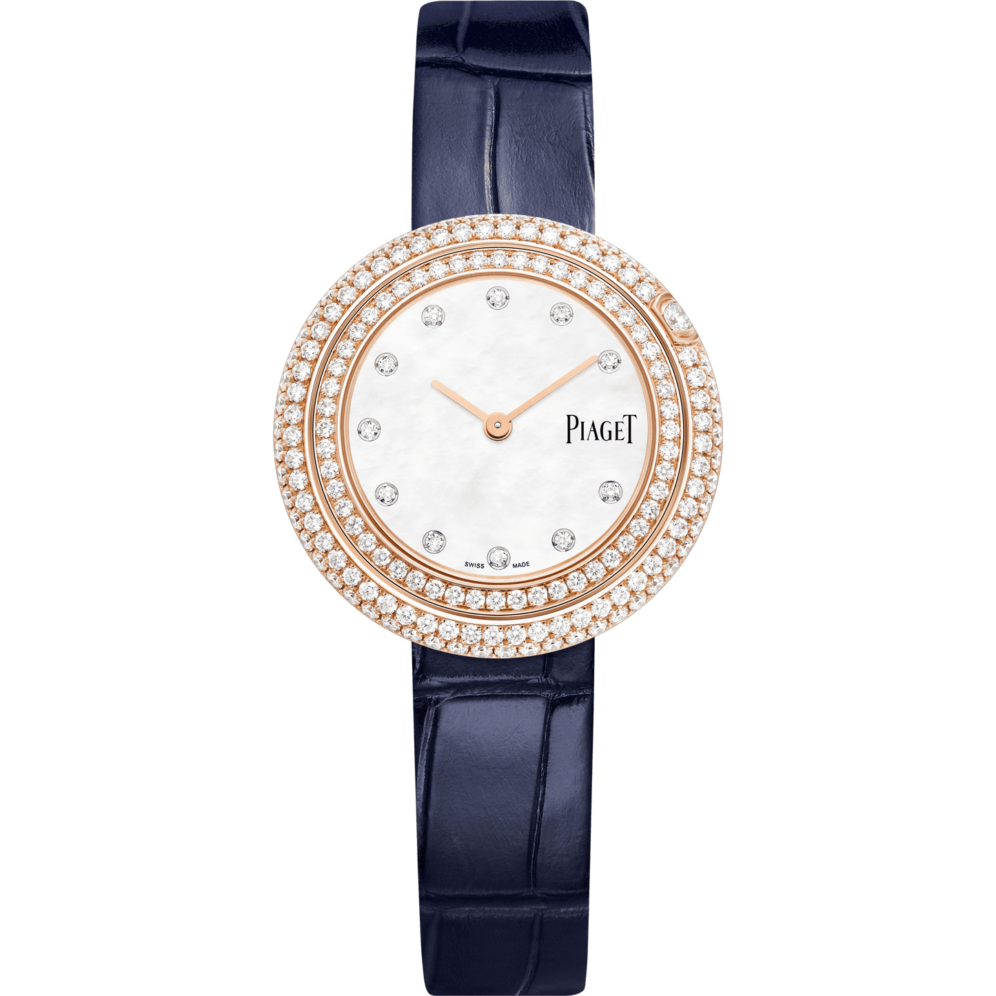 Piaget Possession watch 29 mm White Mother-Of-Pearl Dial with Diamonds 18k Rose Gold Alligator Strap G0A45082