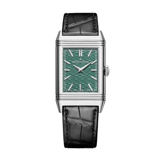 Jaeger-LeCoultre Reverso Tribute Enamel Monet “The Grand Canal” 45.6 x 27.4 mm Green Dial White Gold Alligator Leather Strap Q39334M5